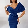 DressBetty - Off-Shoulder Elegant Party Ladies Vintage Evening Formal Midi Dress