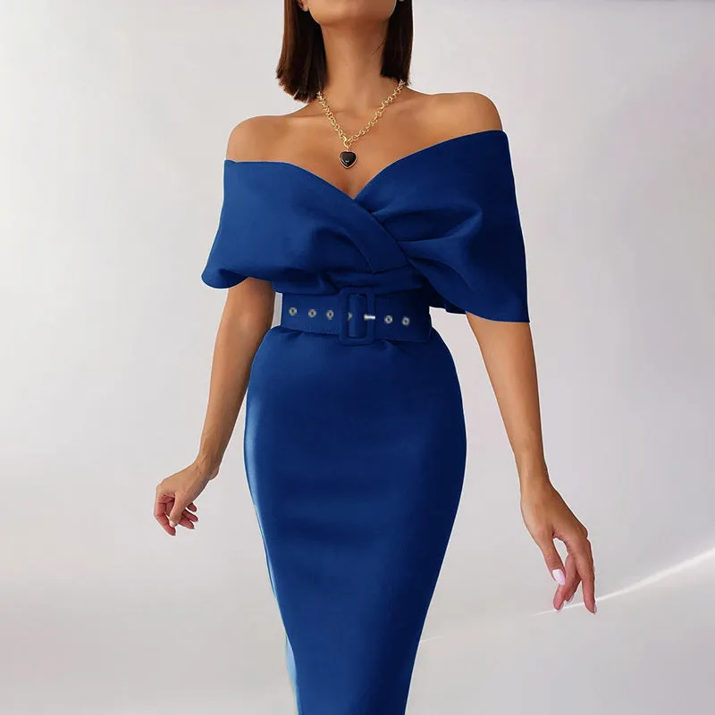 DressBetty - Off-Shoulder Elegant Party Ladies Vintage Evening Formal Midi Dress