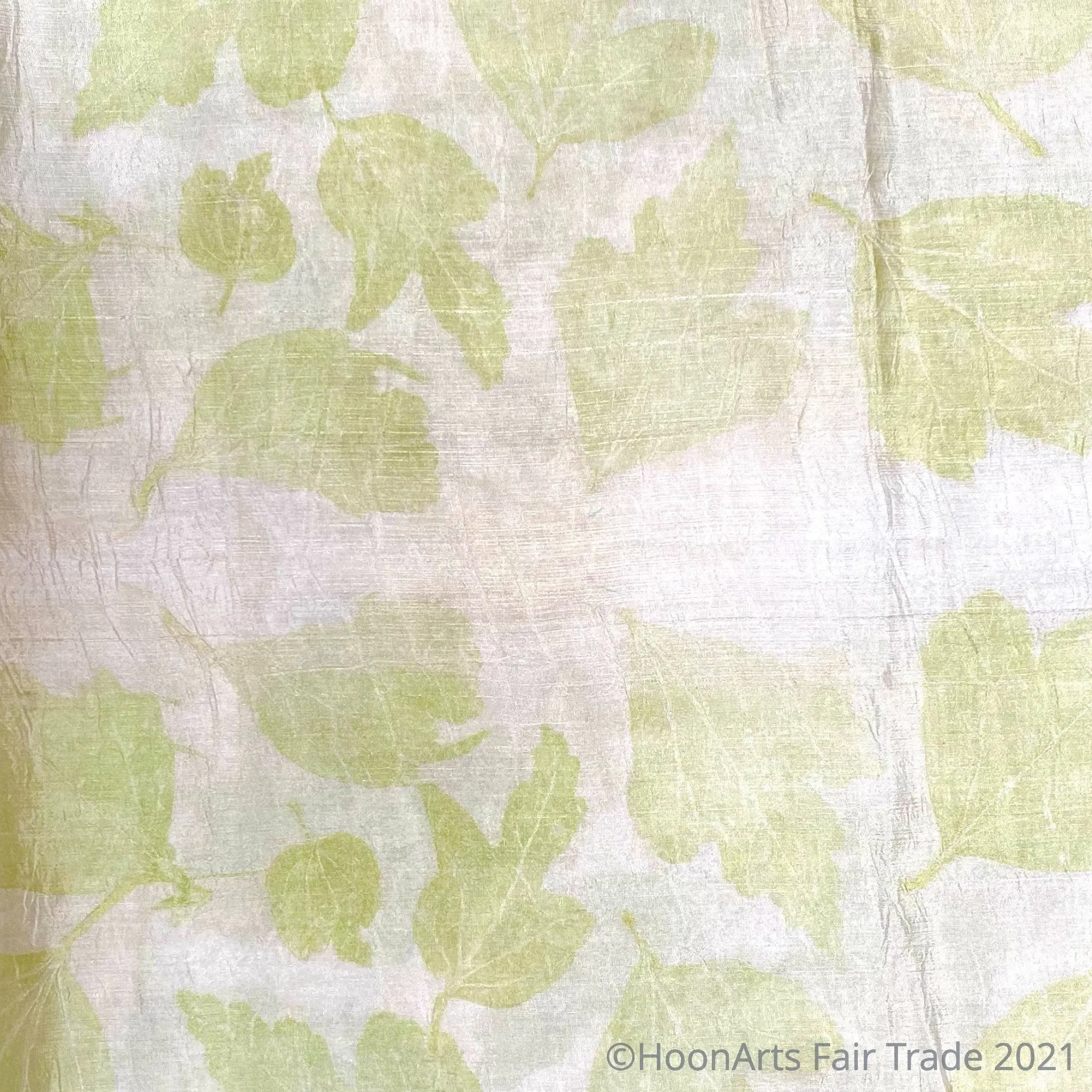 Eco-Printed Silk Scarf-Pale Green on White