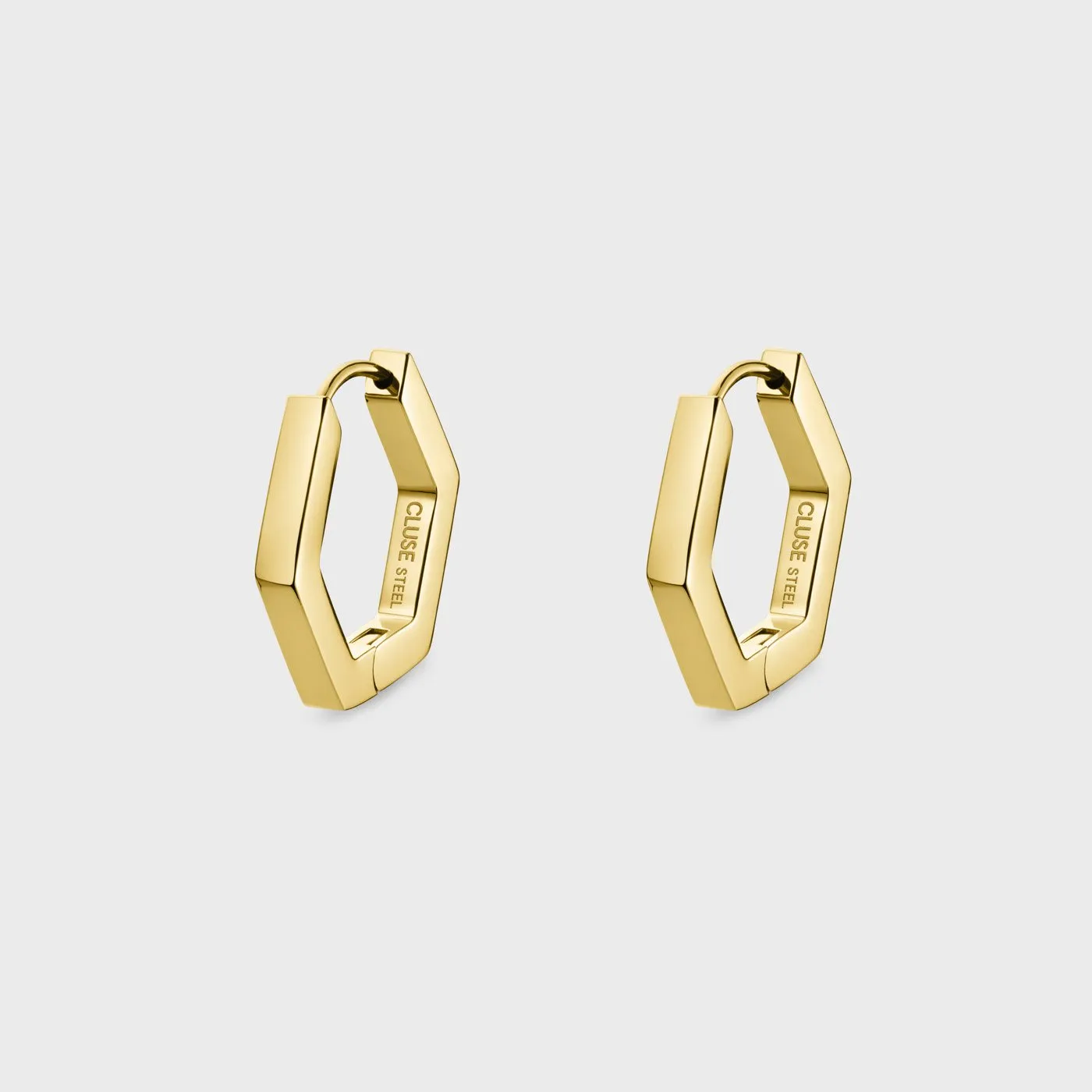 Essentielle Hexagon Medium Hoop Earrings, Gold Colour