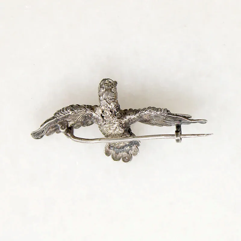 Exquisite Early 19th Century Silver Filigree Bird Brooch