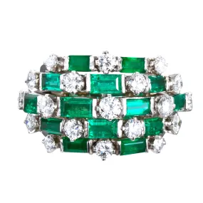 Fine Emerald Diamond Platinum Ring