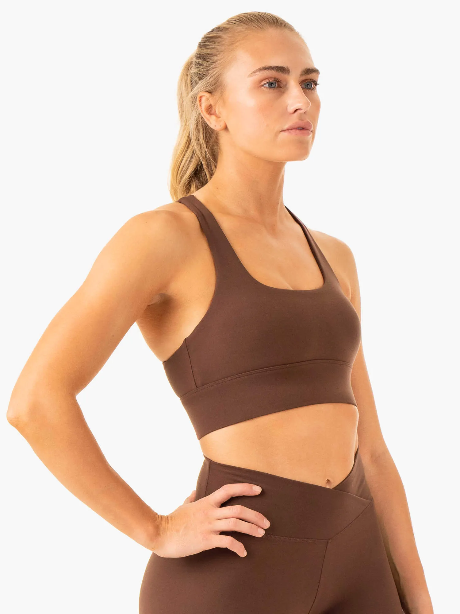 Flow Square Neck Sports Bra - Chocolate