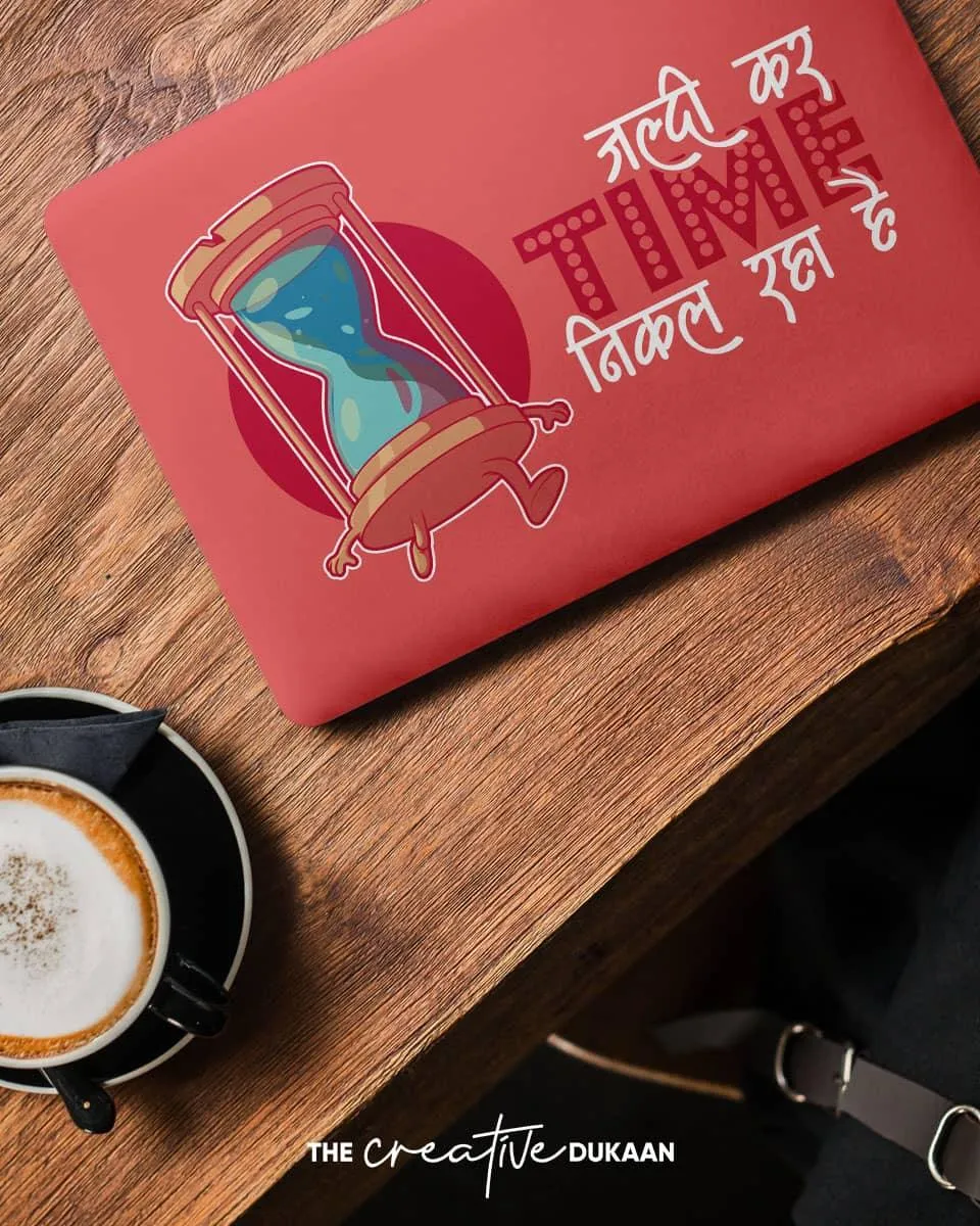 Funny Laptop Skin With Jaldi Kar Time Nikal Raha Hai