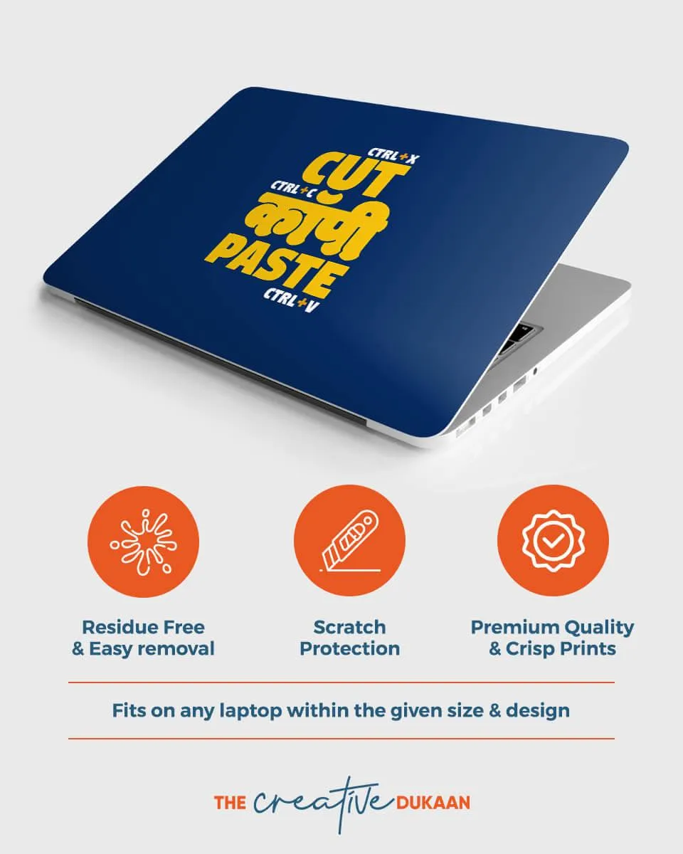 Funny Laptop Skin With The Unique Text "Cut Copy Paste"