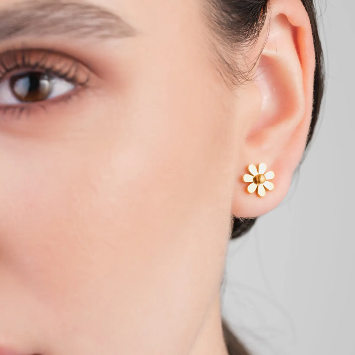 Gold Flower Stud Earrings