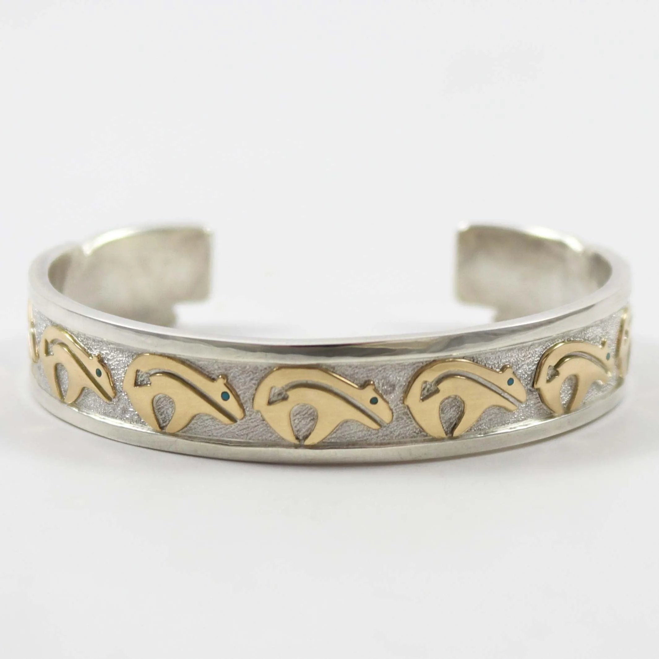 Gold on Silver Bear Cuff