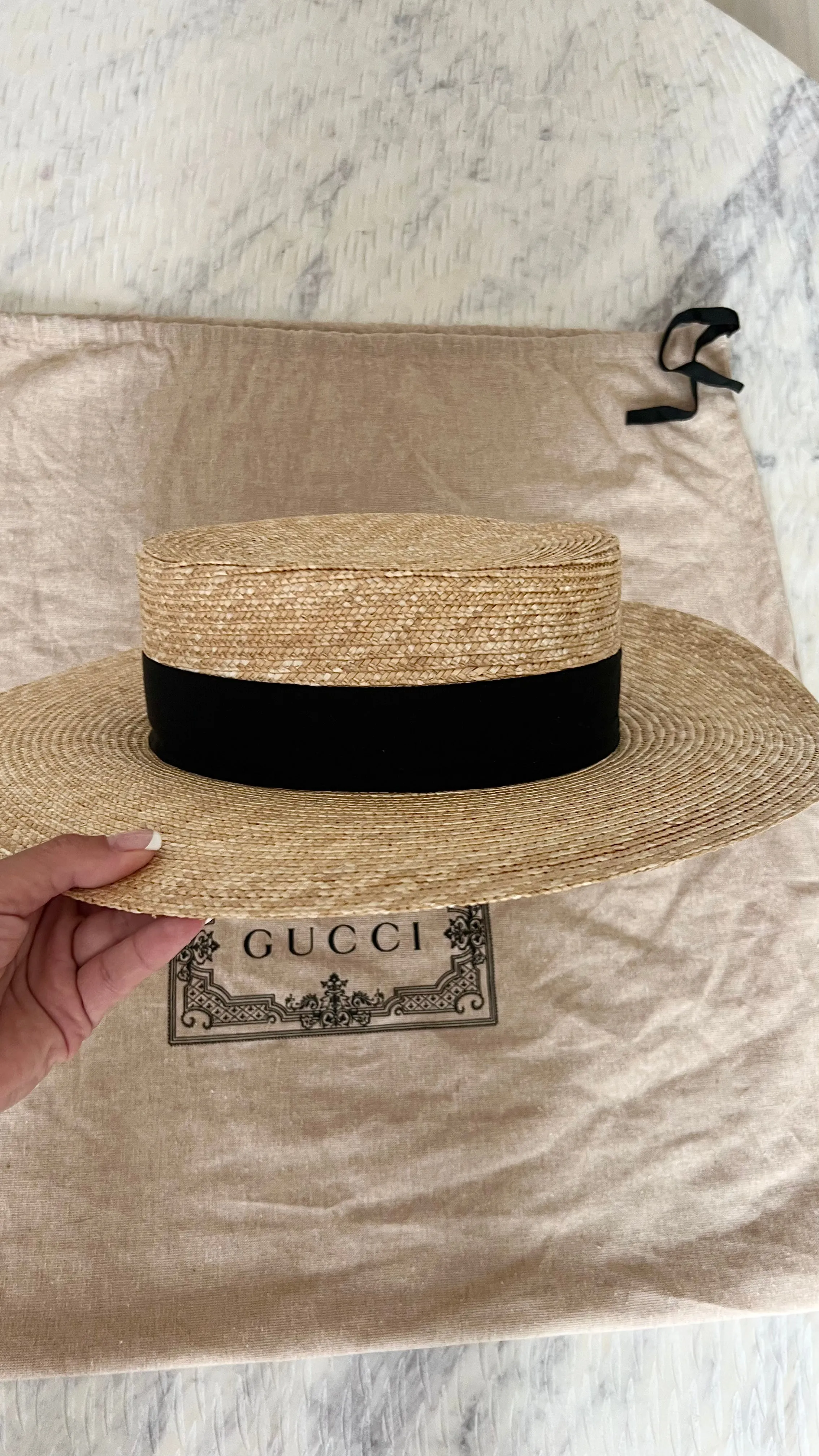 GUCCI STRAW BOATER HAT