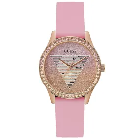 Guess Lady Idol Rose Gold Tone Pink Silicone Band Women's Watch GW0530L4