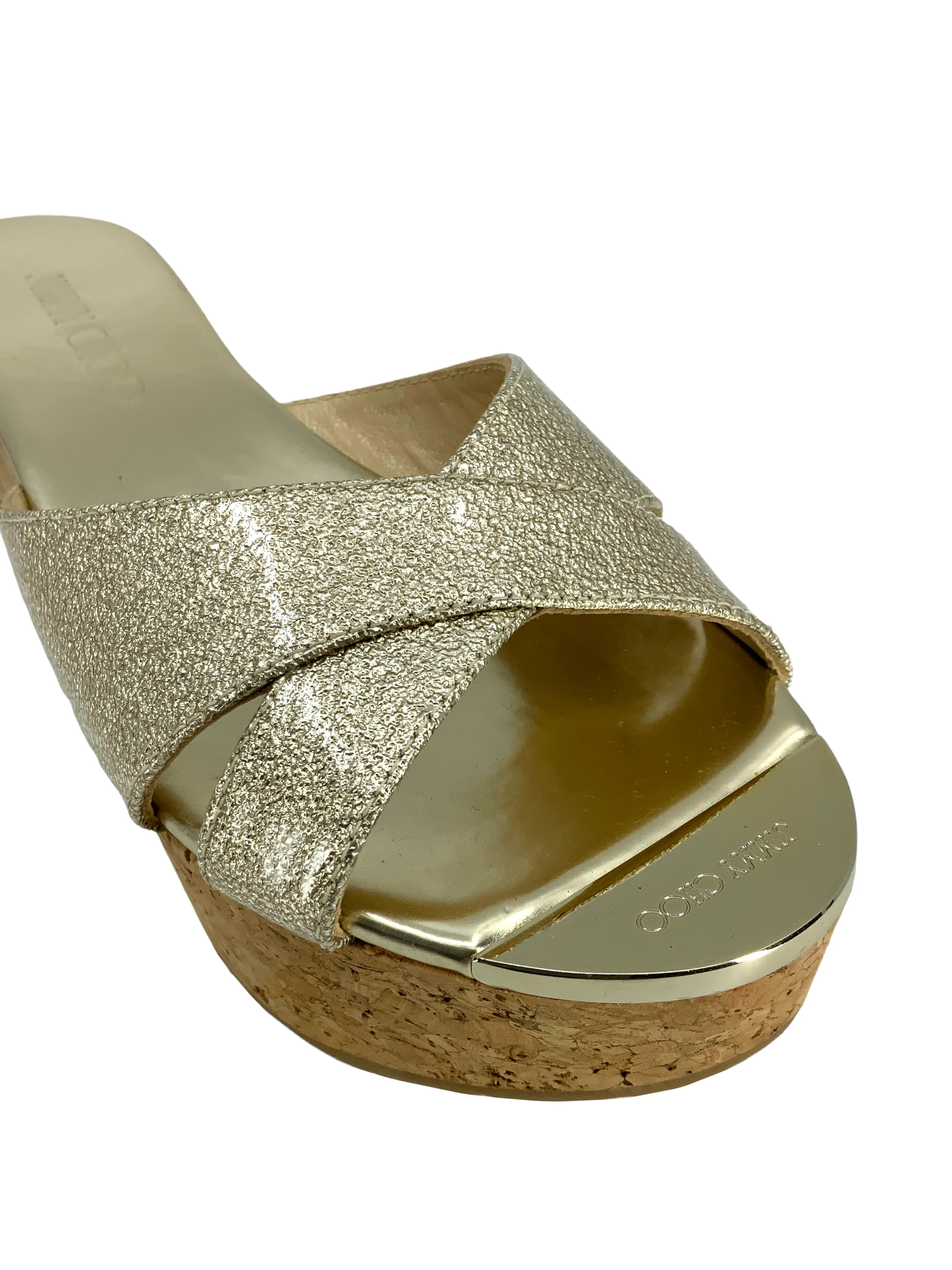 Jimmy Choo Perfume High Cork Wedge Slide Size 8