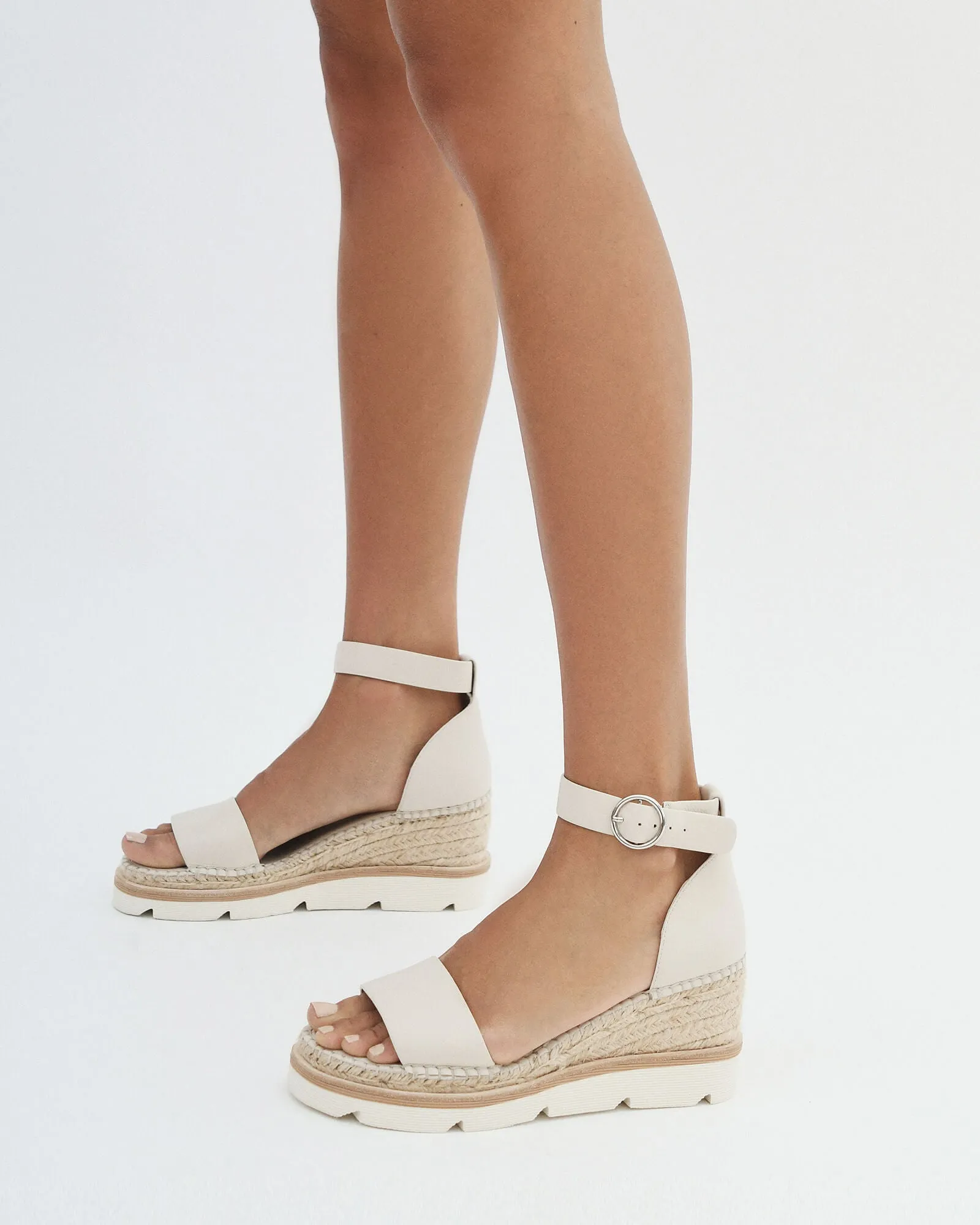 KELLY MID HEEL WEDGES BONE LEATHER