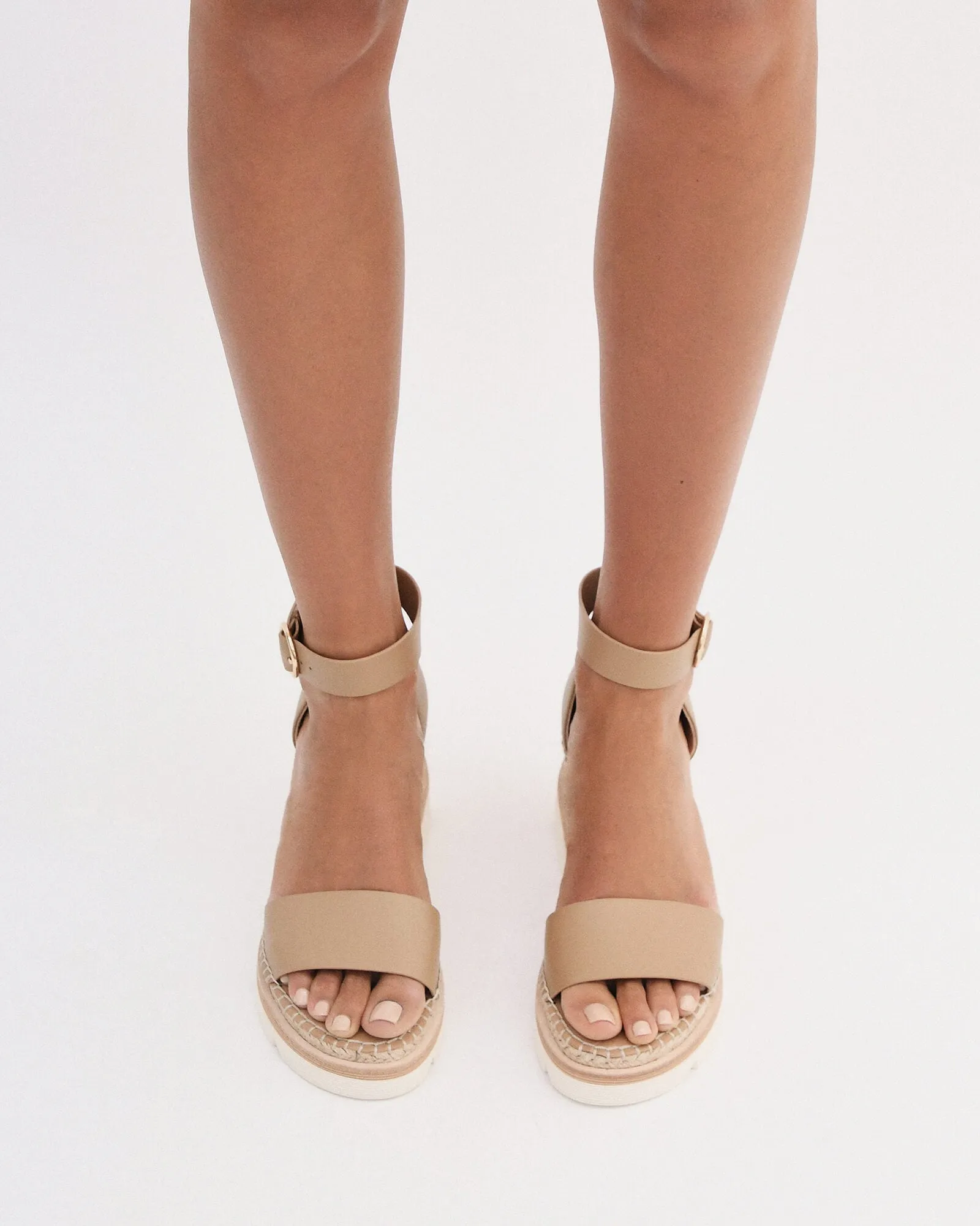 KELLY MID HEEL WEDGES TAN LEATHER