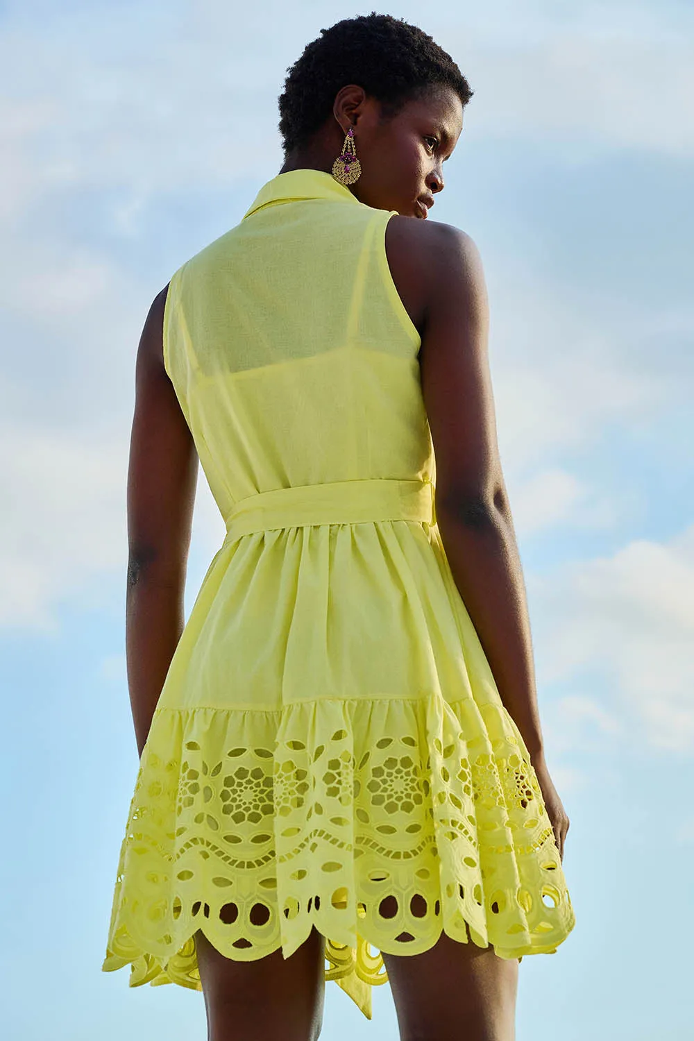 Lace Collared Dress in Yellow