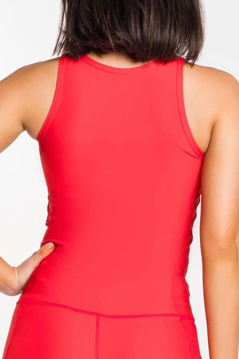 Longline Sports Bra in Red