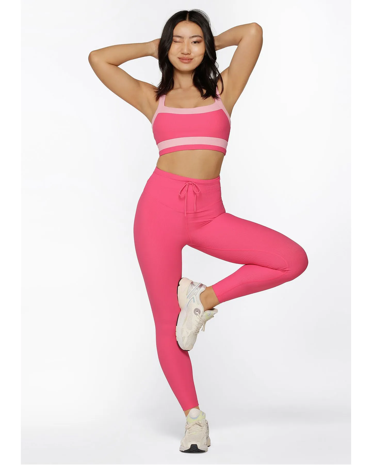 Lorna Jane Flaunt It Rib Ankle Biter Leggings - Babin Pink