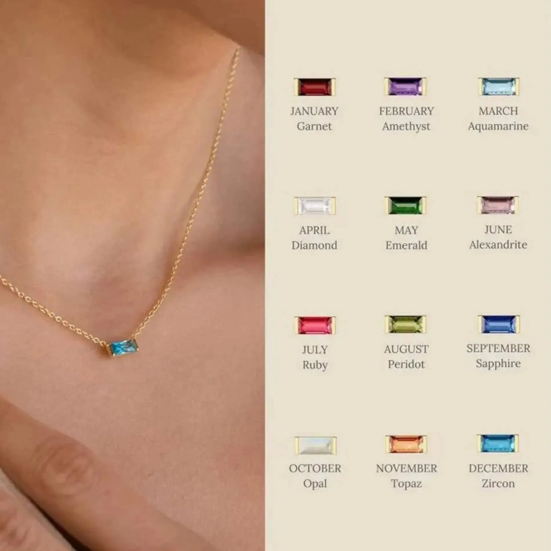 Love Waterproof Birthstone SEPTEMBER Necklace18K Gold Plating