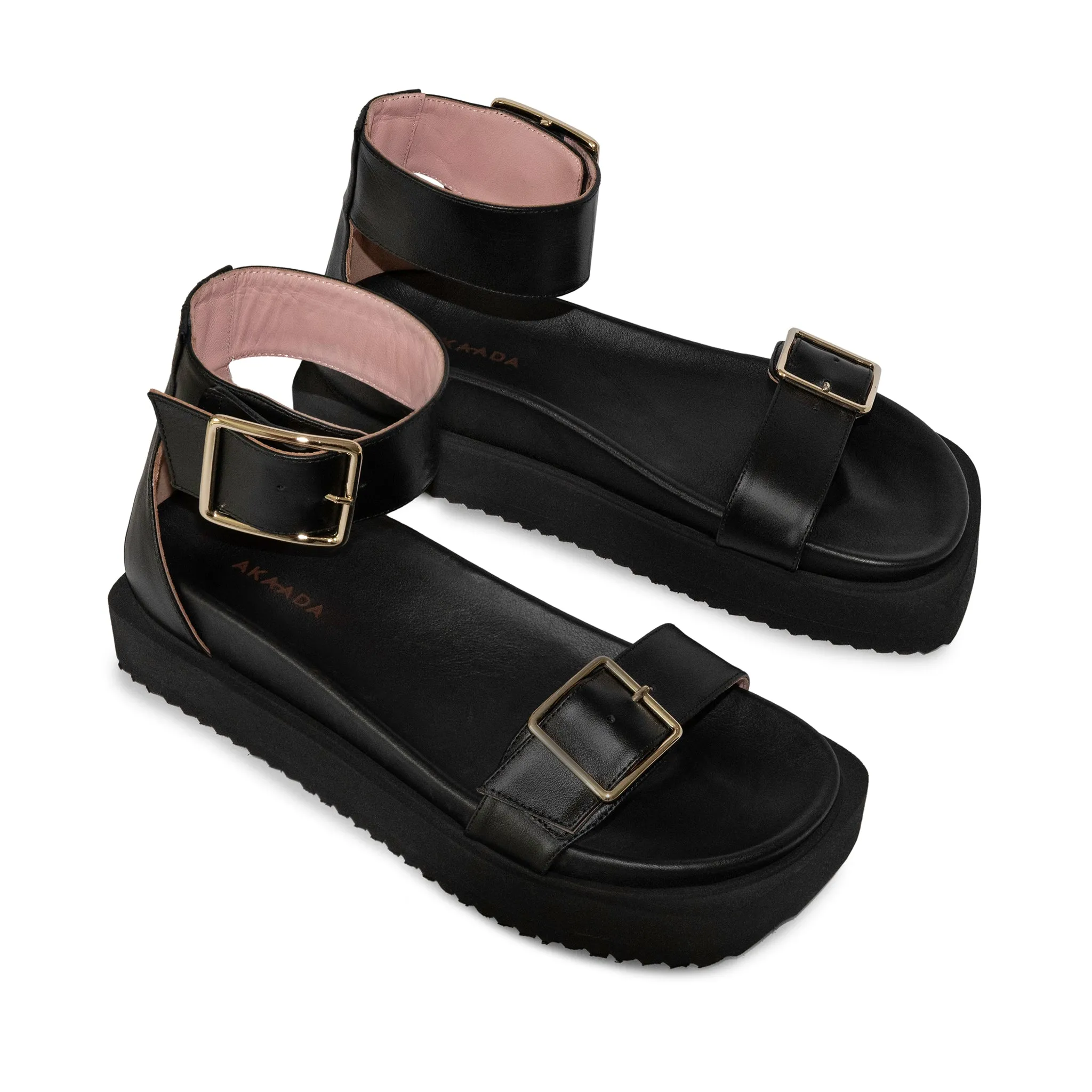 Maru Black Leather Sandals