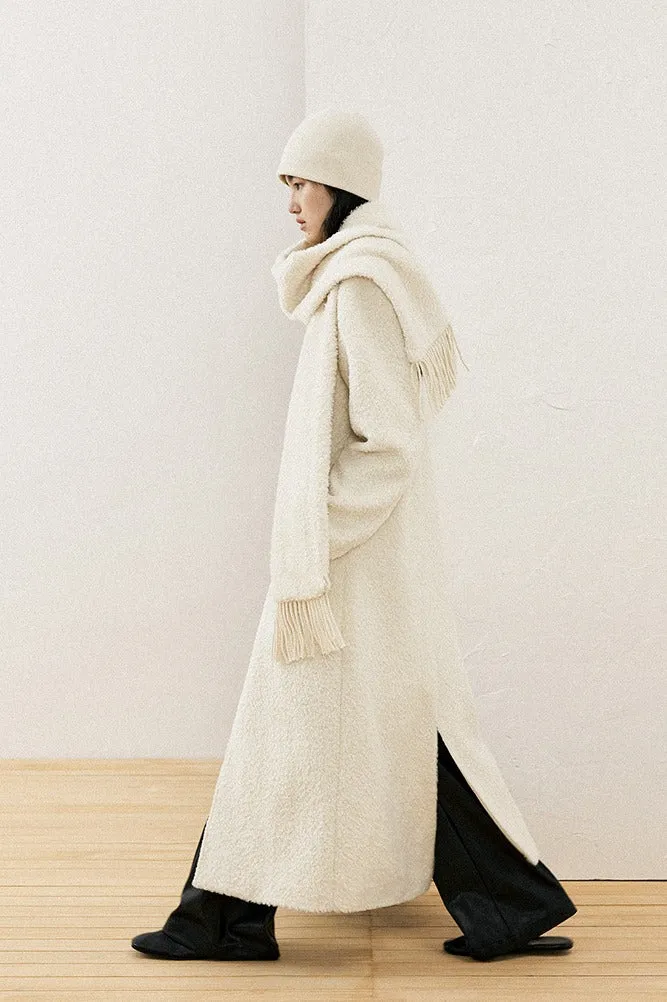 Minimalist design collarless textured coat