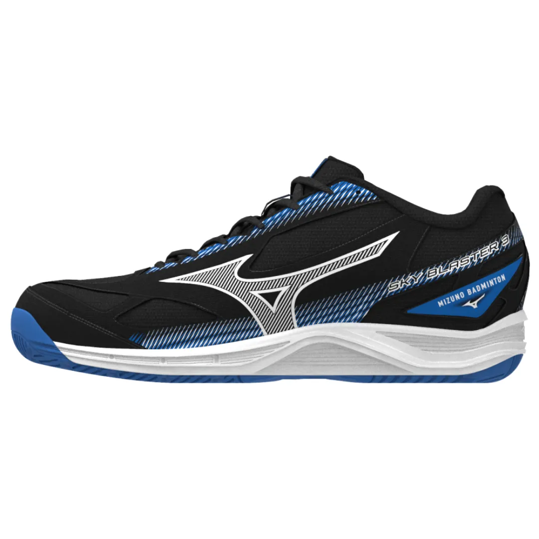 Mizuno Sky Blaster 3 Unisex Badminton Shoes (Black/White/Peace Blue)