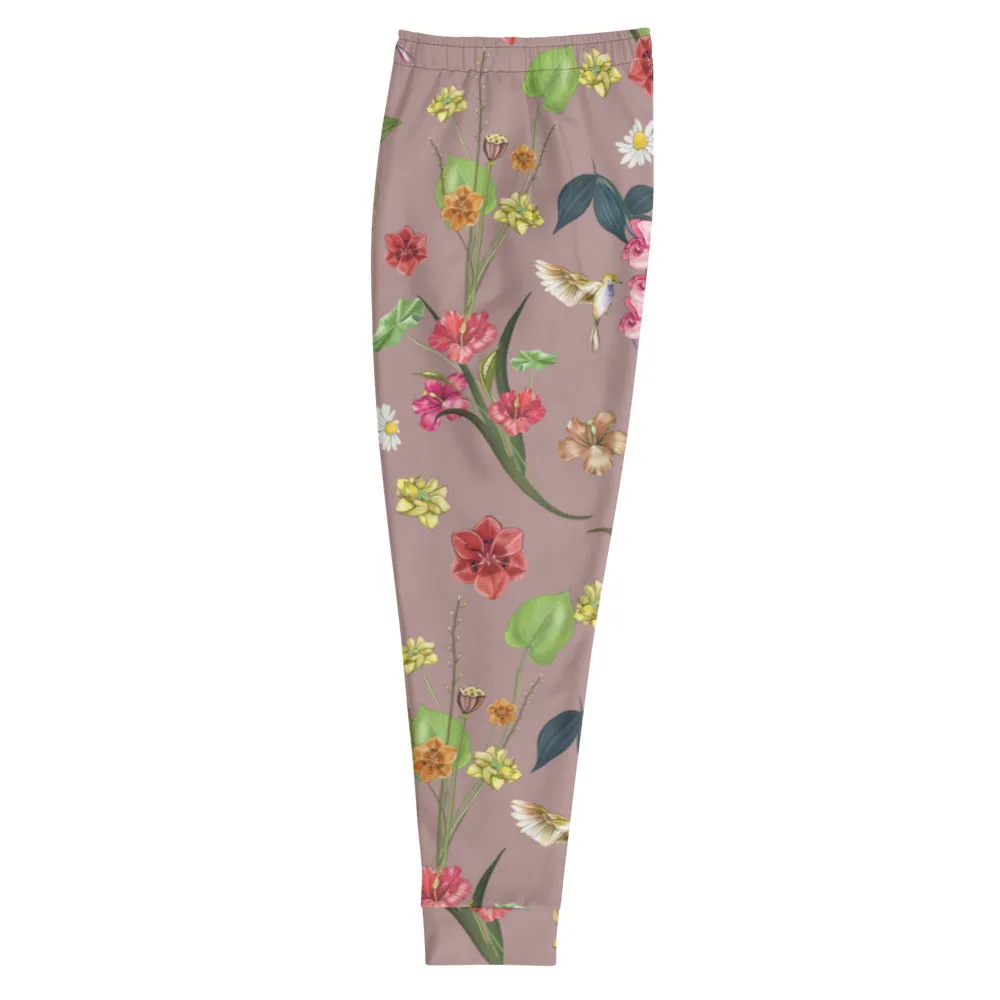 Noire Floral Joggers- Rose Quartz