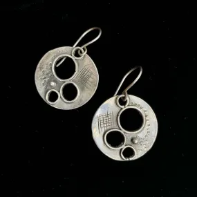 Round Sterling Silver Earrings with Cut-Outs from Kyrgyz Master-"Aida"