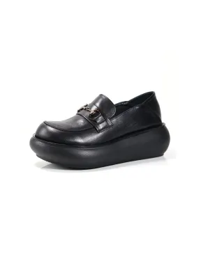 Rounded Head Comfortable Sole Platform Loafers