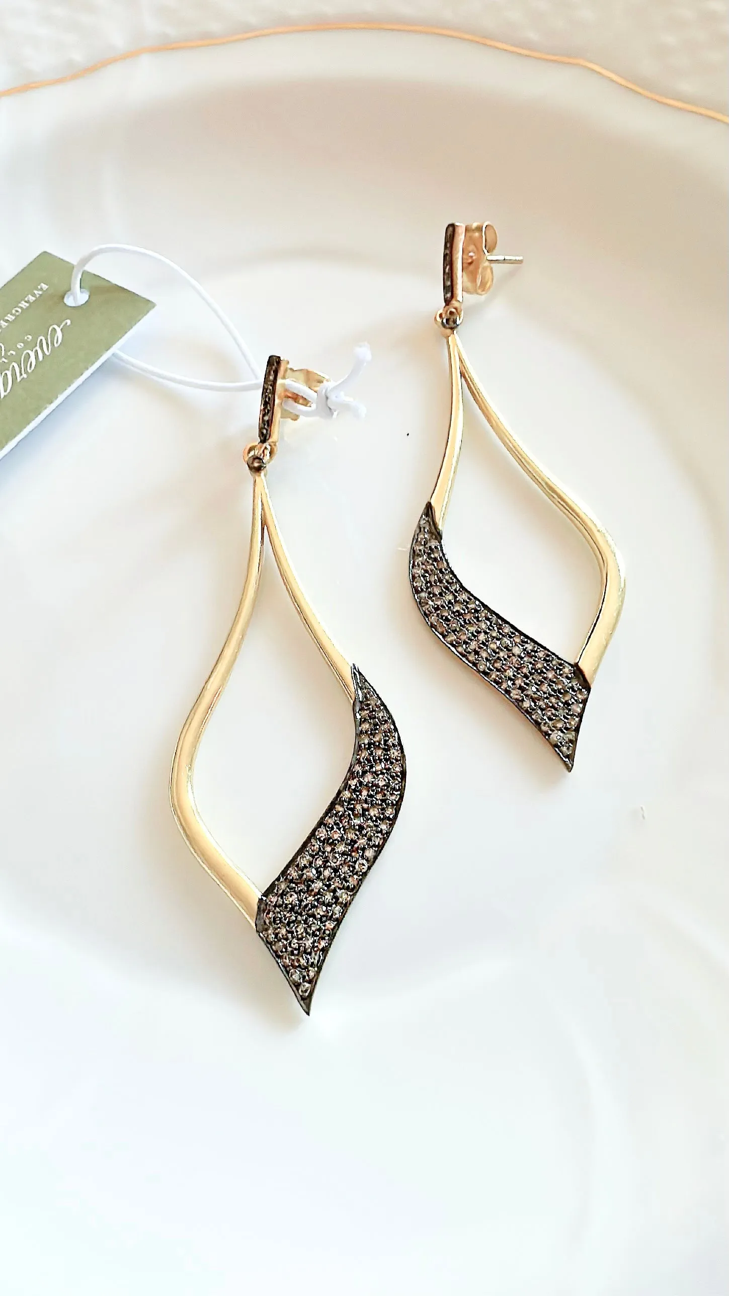 SALE | Pave Diamond Oval Drop Earrings