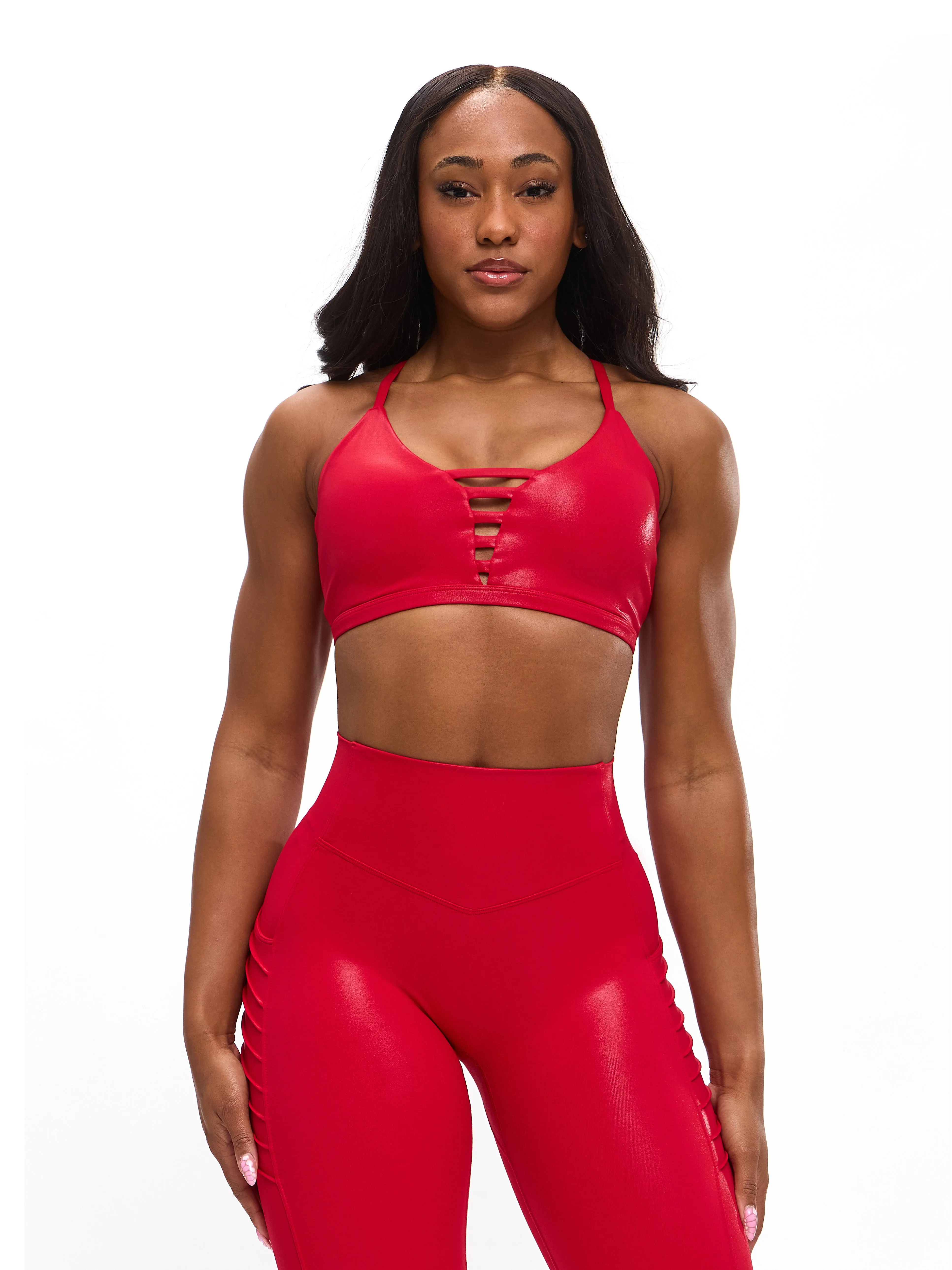 Spicy Sports Bra - Red Hot Patent