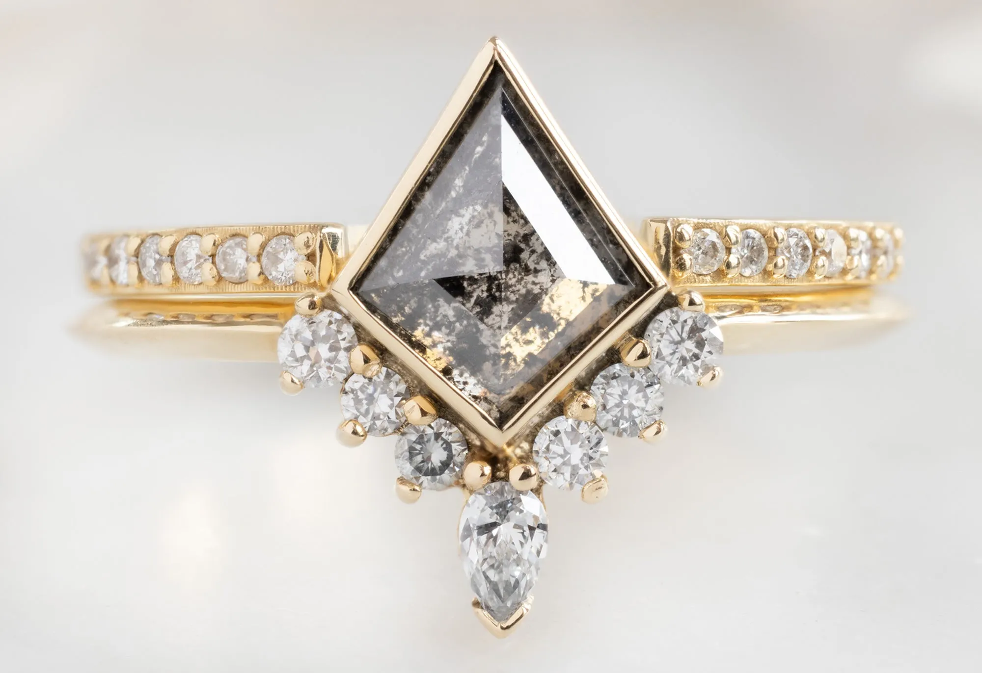 The Aster Ring with a Kite-Shaped Salt and Pepper Diamond