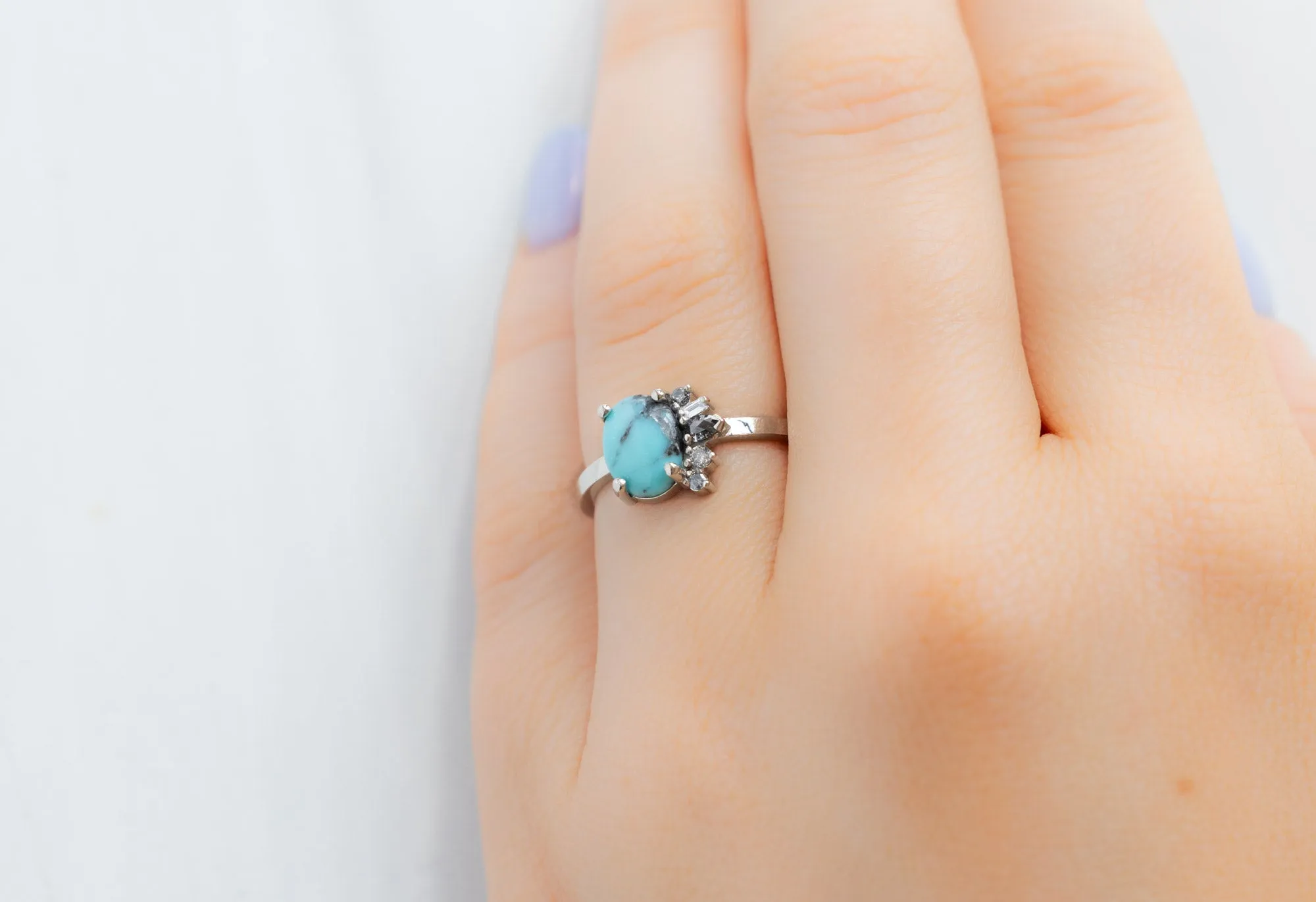 The Cluster Ring with a 1.23ct Turquoise & Diamonds