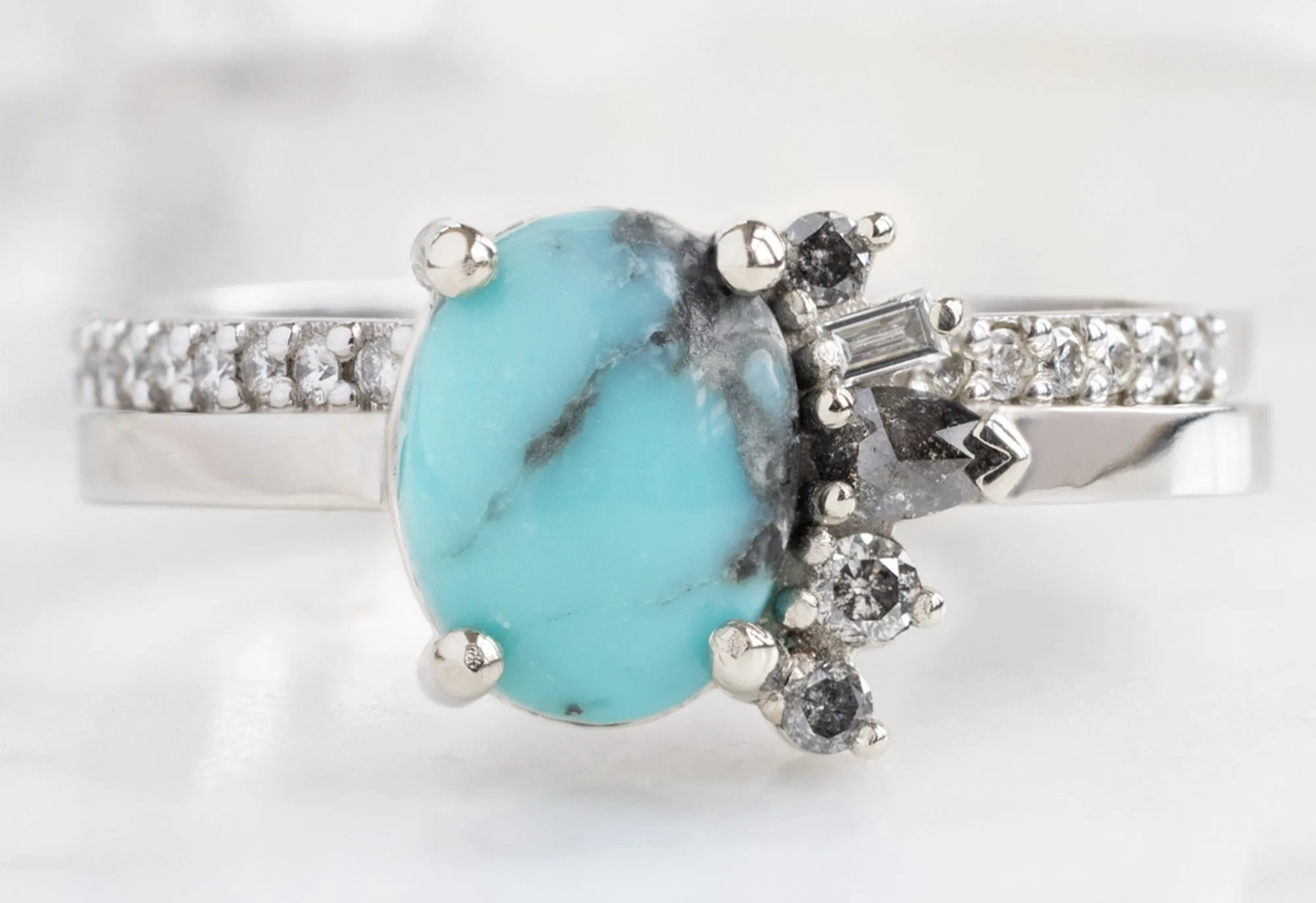 The Cluster Ring with a 1.23ct Turquoise & Diamonds