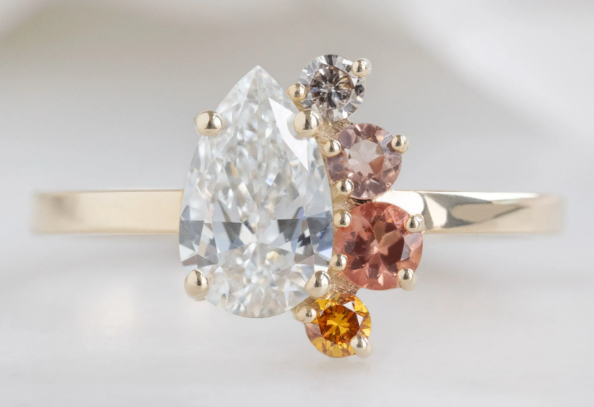 The Cluster Ring with a .71ct White Diamond   Sunstone