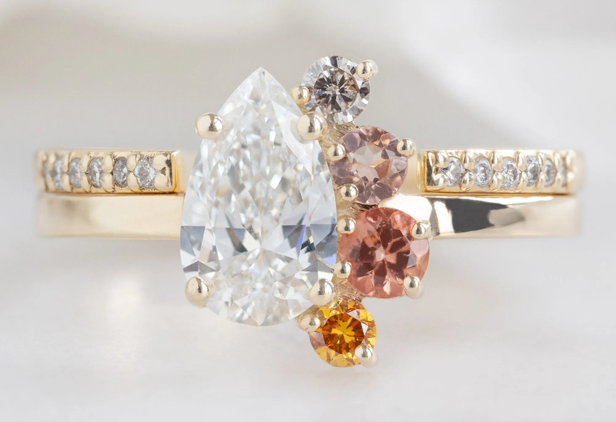 The Cluster Ring with a .71ct White Diamond   Sunstone