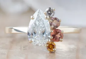 The Cluster Ring with a .71ct White Diamond   Sunstone