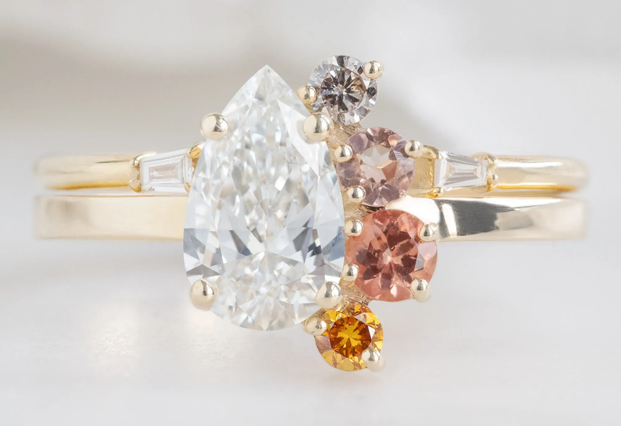 The Cluster Ring with a .71ct White Diamond   Sunstone