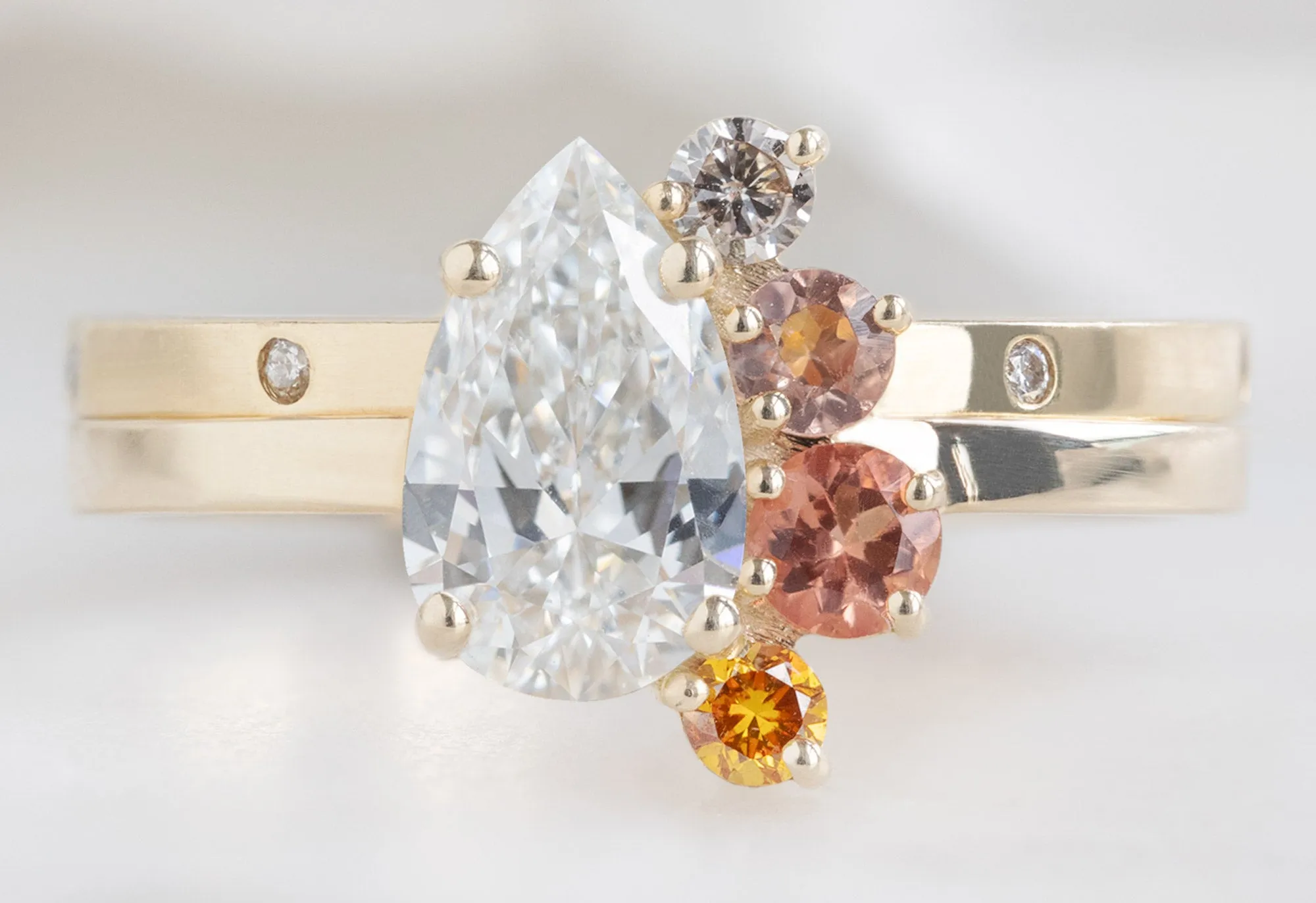 The Cluster Ring with a .71ct White Diamond   Sunstone