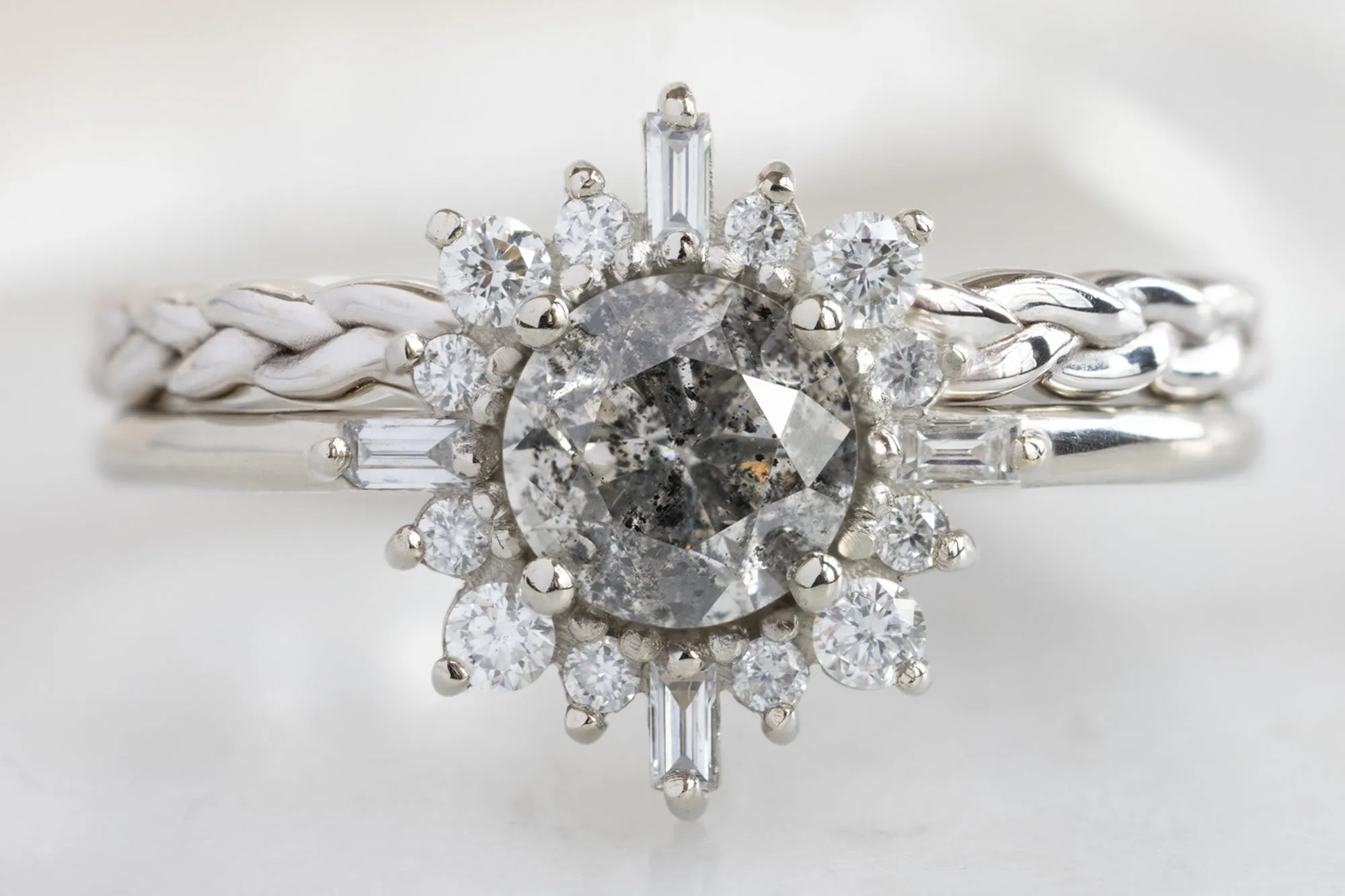 The Compass Ring with a 1.05ct Round-Cut Salt and Pepper Diamond