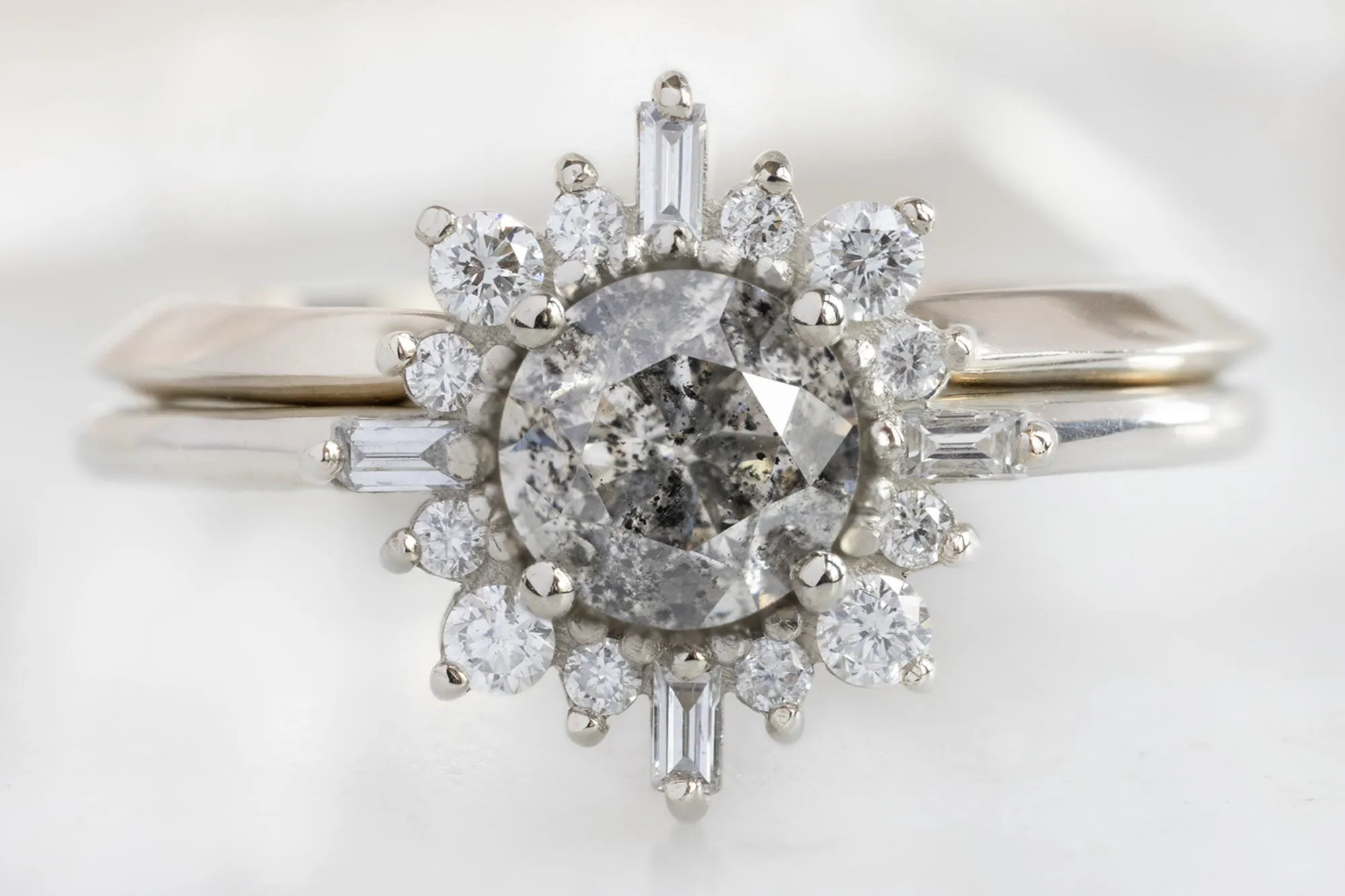 The Compass Ring with a 1.05ct Round-Cut Salt and Pepper Diamond