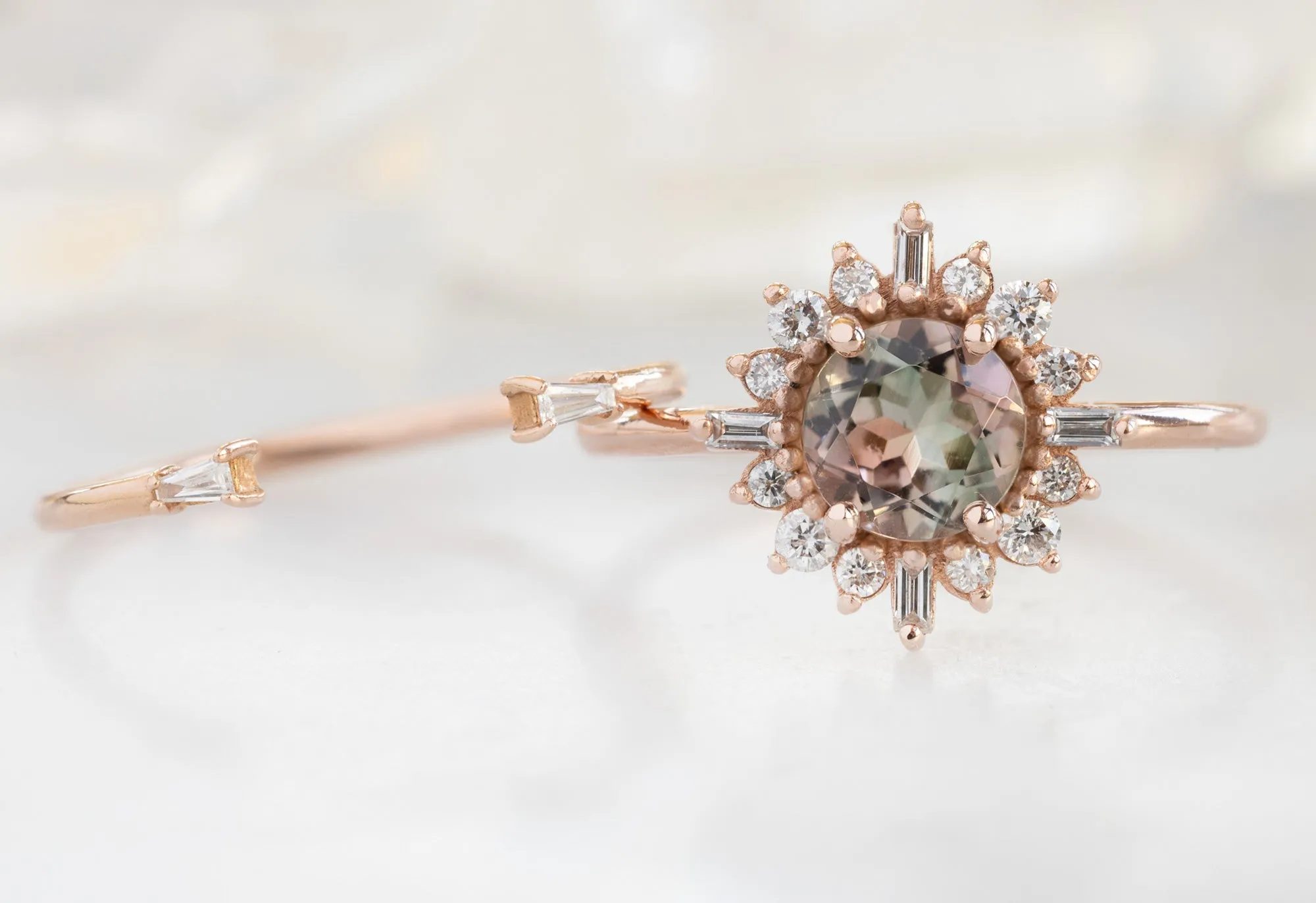 The Compass Ring with a Round Bicolor Tourmaline