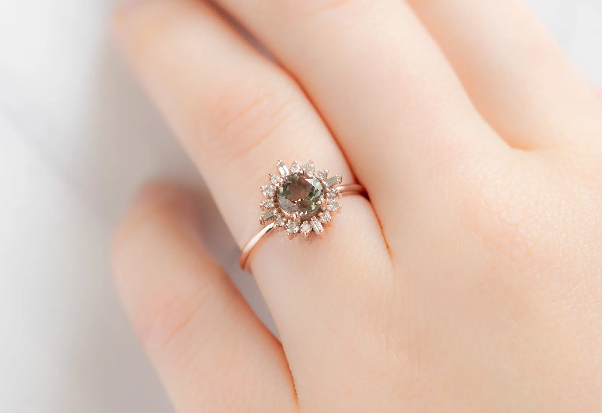 The Compass Ring with a Round Bicolor Tourmaline