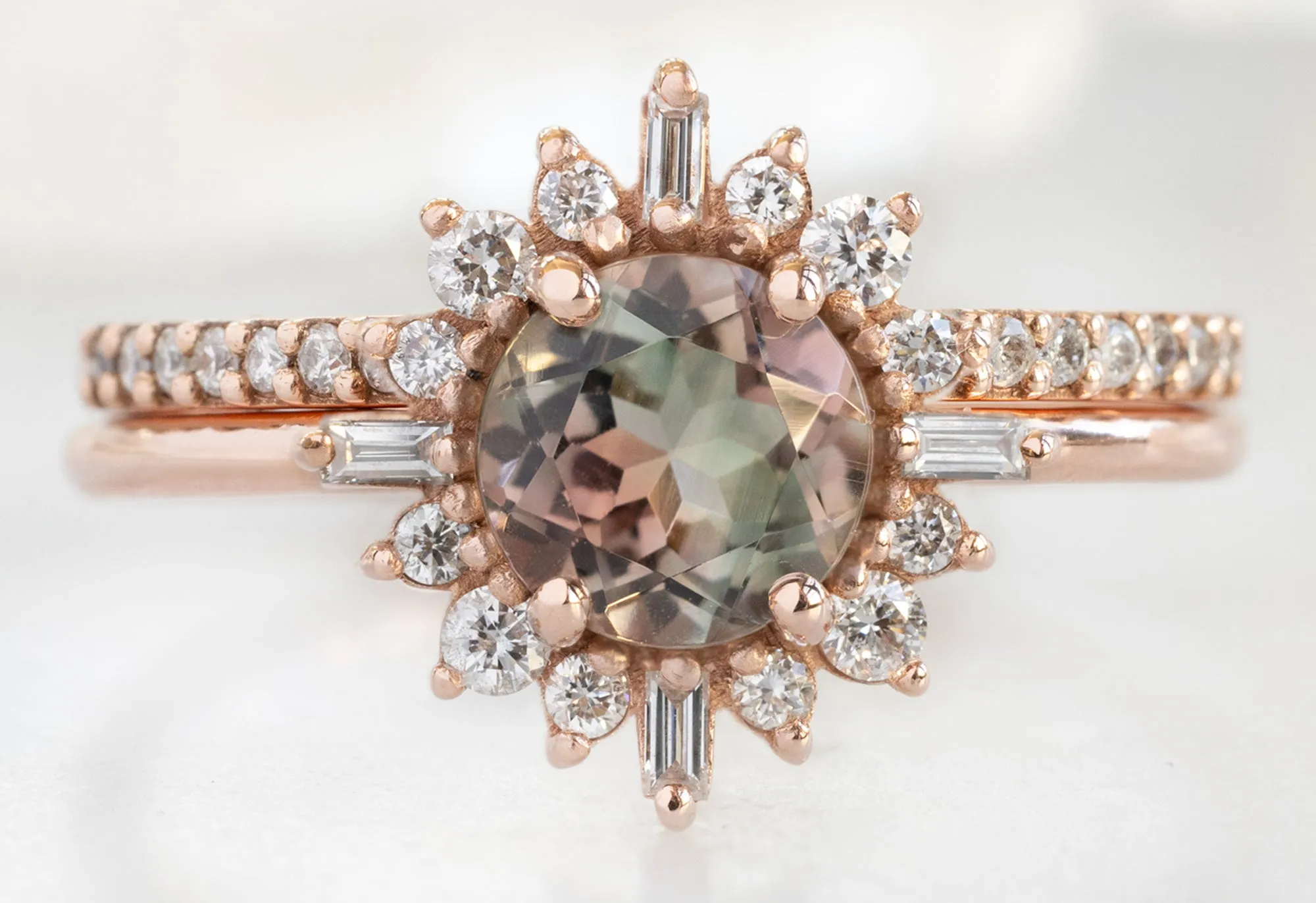 The Compass Ring with a Round Bicolor Tourmaline