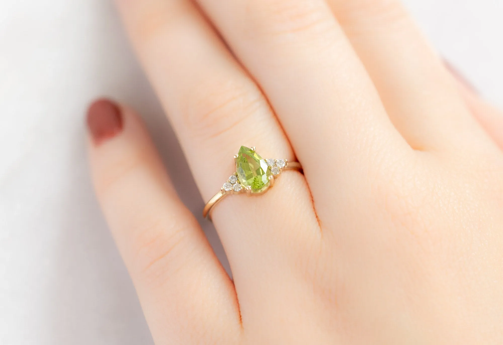 The Ivy Ring with a .89ct Pear-Cut Peridot