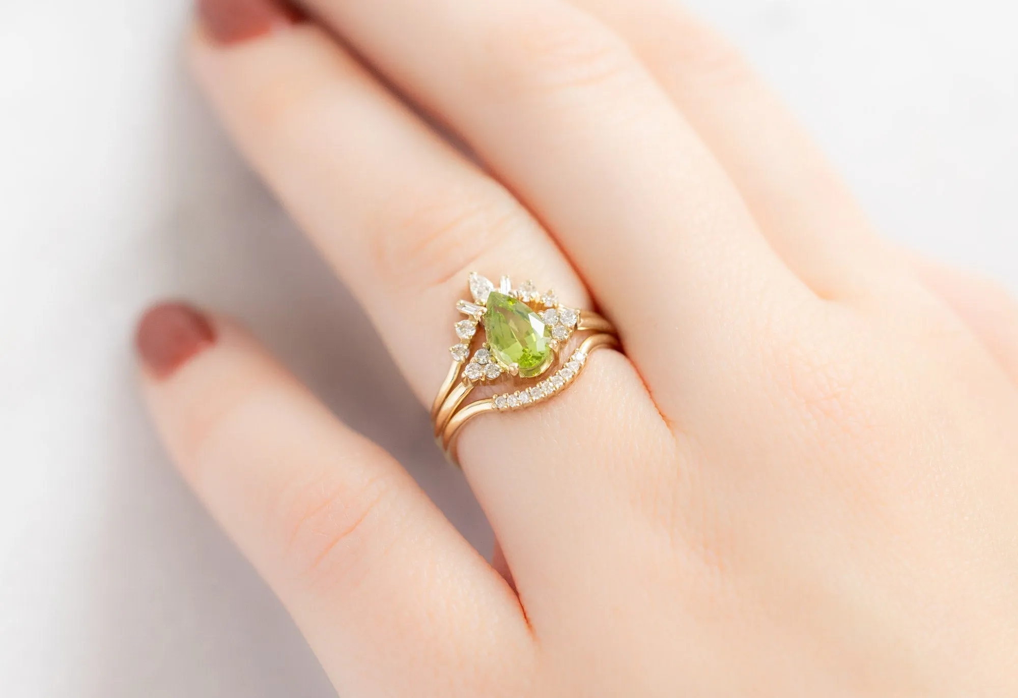 The Ivy Ring with a .89ct Pear-Cut Peridot