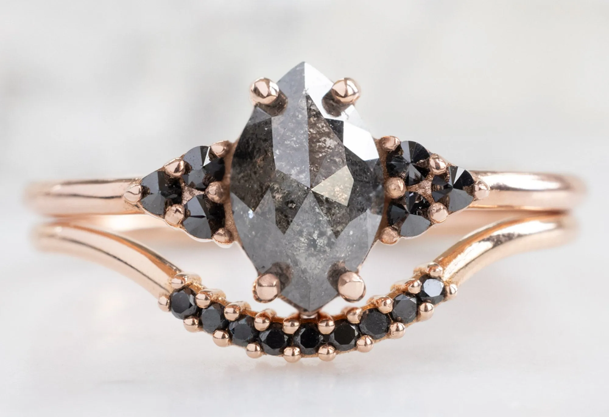 The Ivy Ring with a .96ct Black Marquise Diamond