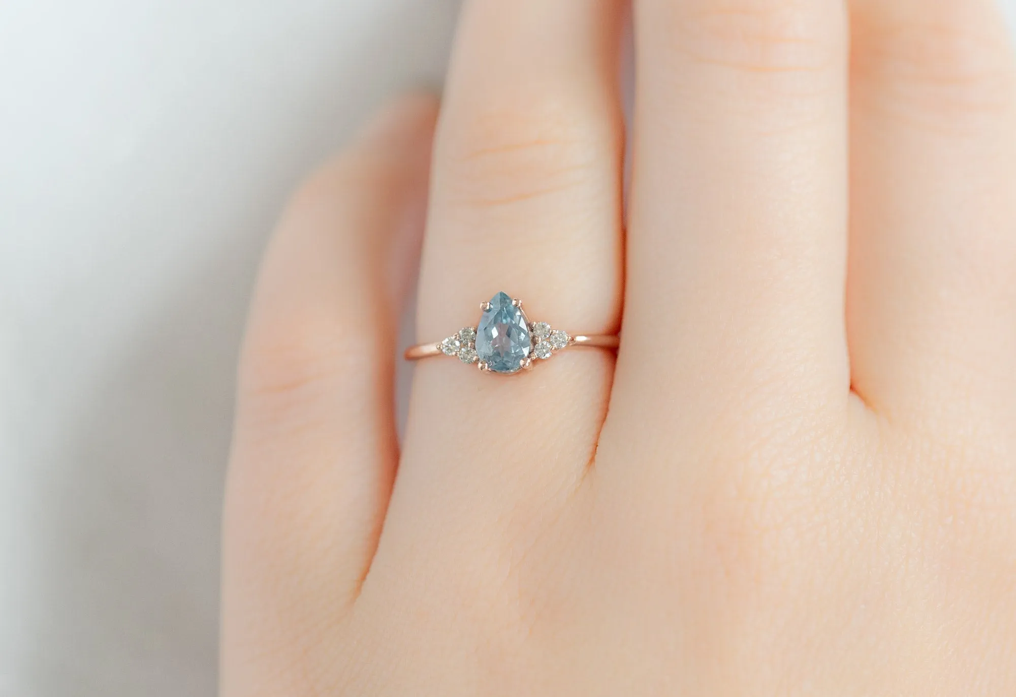 The Ivy Ring with a Pear-Cut Montana Sapphire