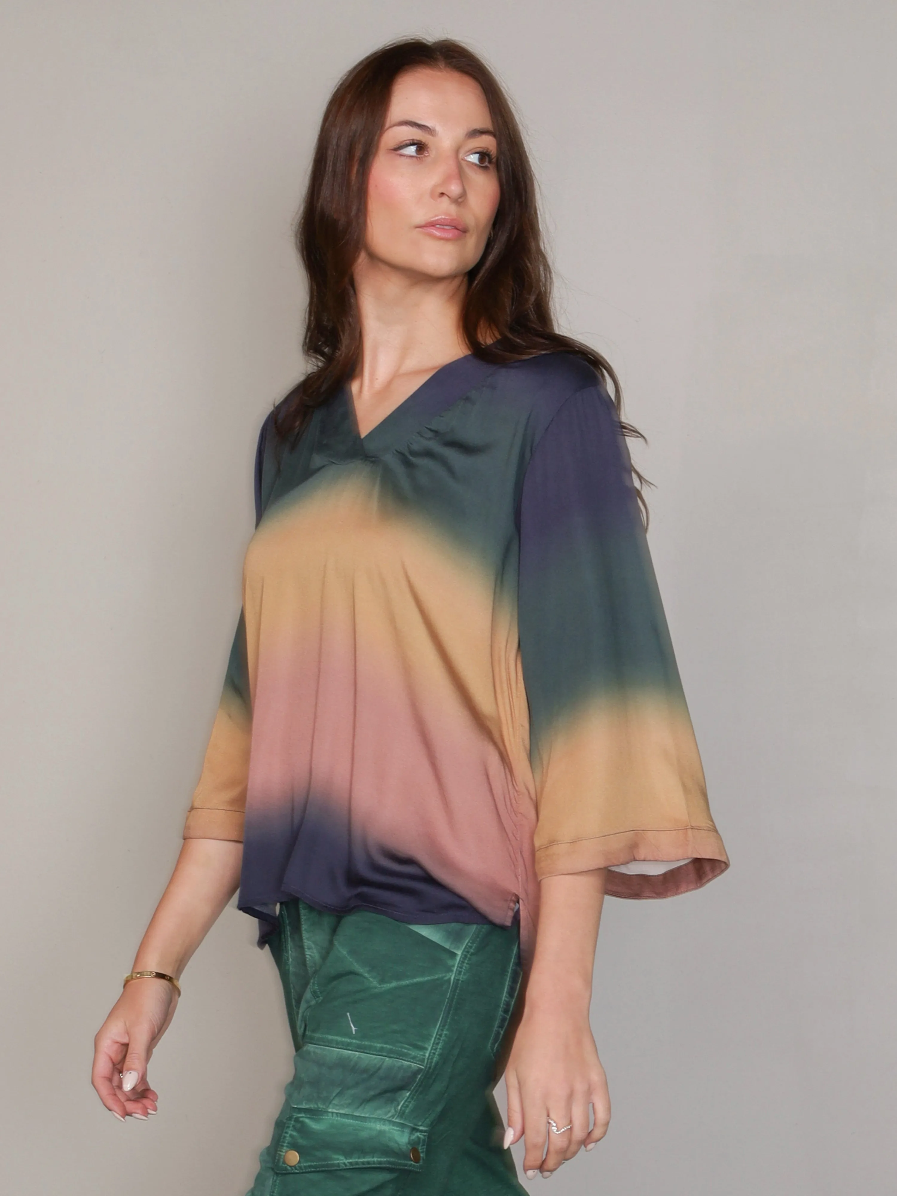 VILIA blouse - Green Ochre mix