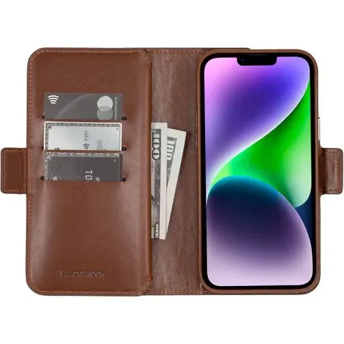 Windsor iPhone 14 Plus Bi-Fold Wallet Case, Burnished Tan