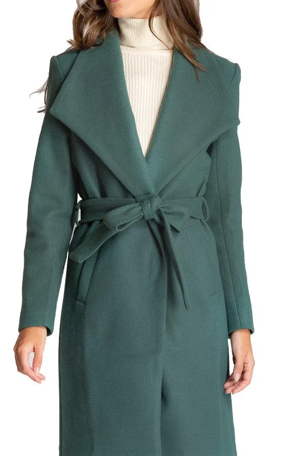 Women's Teal Soft Lapel Wrap Coat with Belt