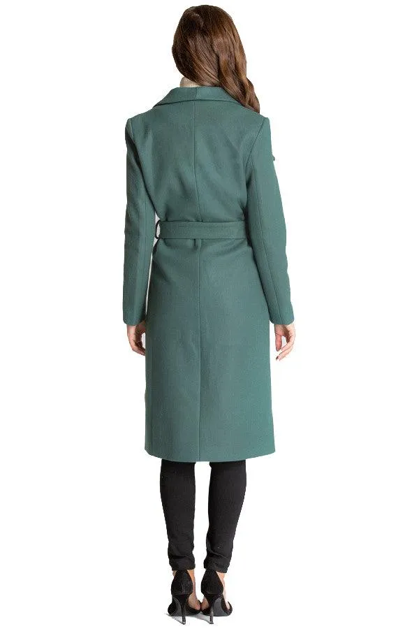 Women's Teal Soft Lapel Wrap Coat with Belt