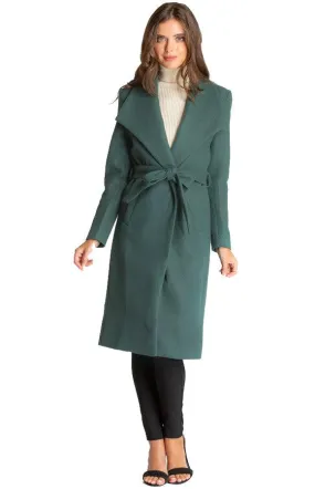 Women's Teal Soft Lapel Wrap Coat with Belt